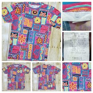 Vintage Tribal AOP Aztec T Shirt Men's Sz Small Colorful Early 90s Southwest EUC